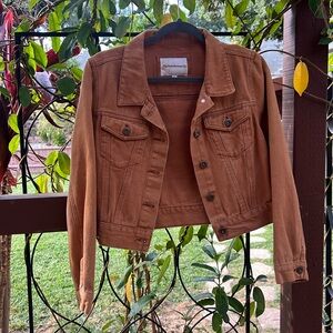 Brown denim cropped jacket